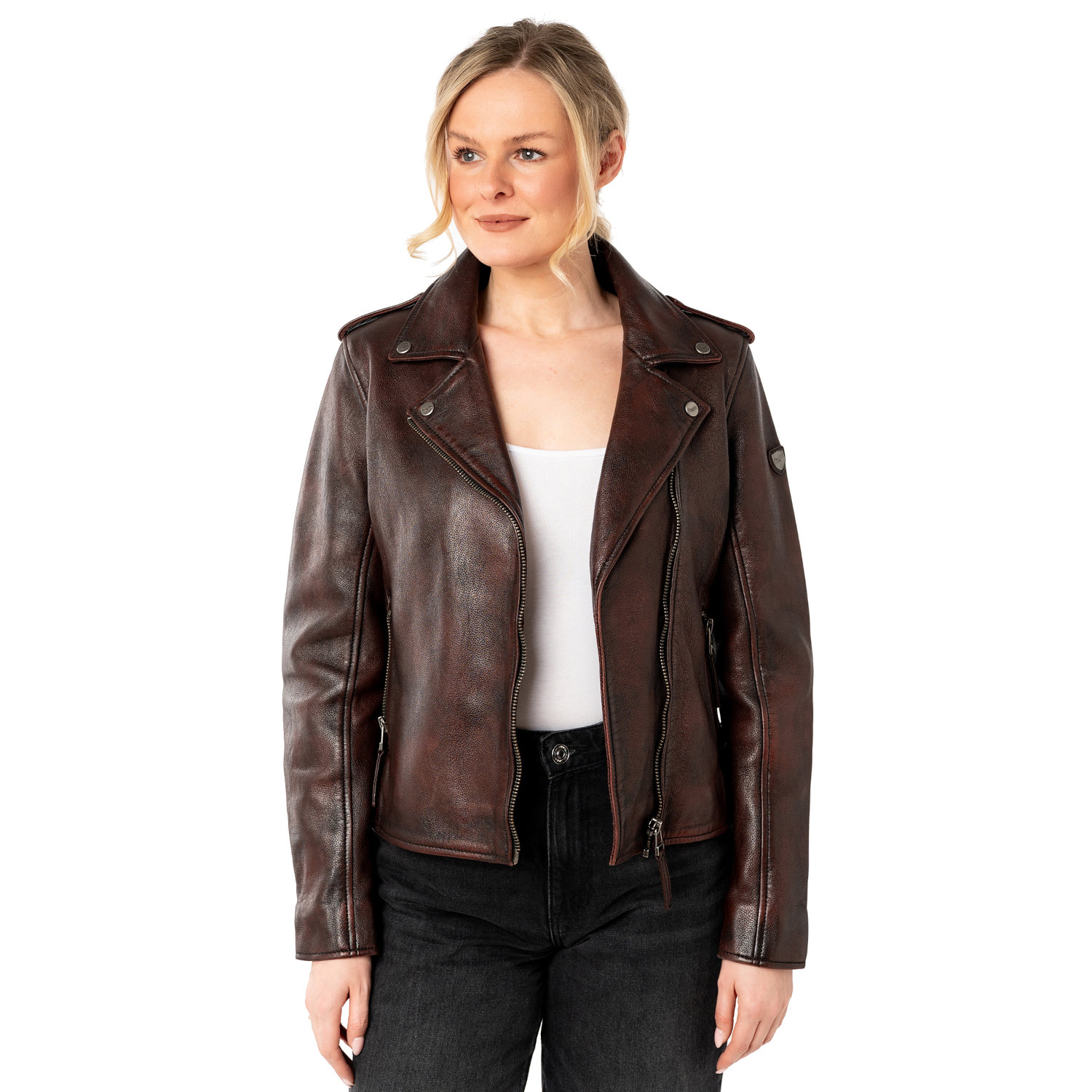 Kurtka skórzana damska Mauritius Vintage Burgundy MWPhoebe – Kurtki skórzane