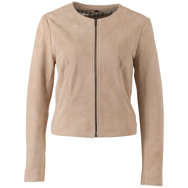 Damska krótka skórzana kurtka Mauritius Beżowa MWQuynn
