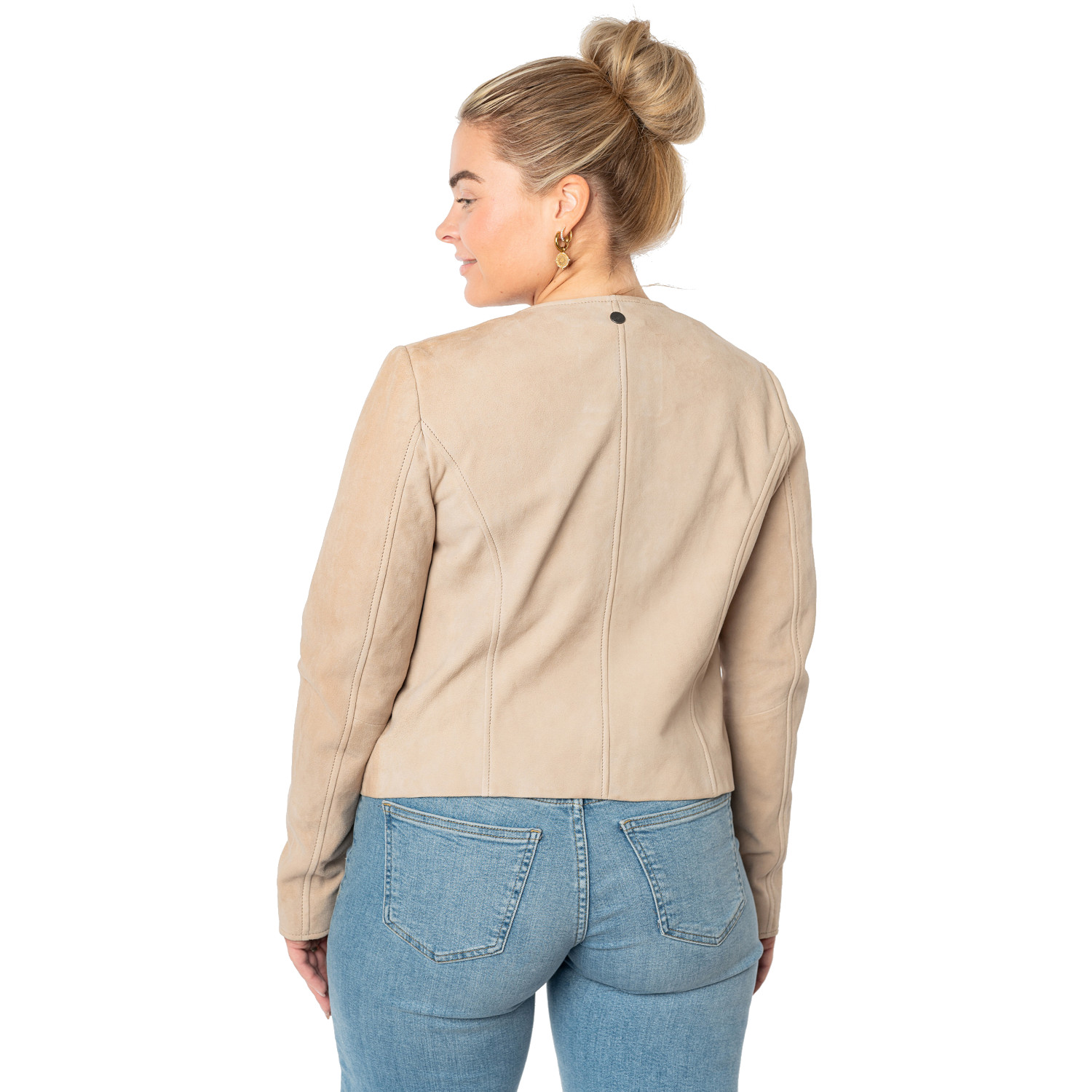 Damska krótka skórzana kurtka Mauritius Beżowa MWQuynn