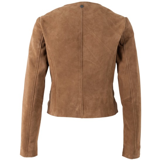 Damska krótka skórzana kurtka Mauritius Ciemny Camel MWQuynn