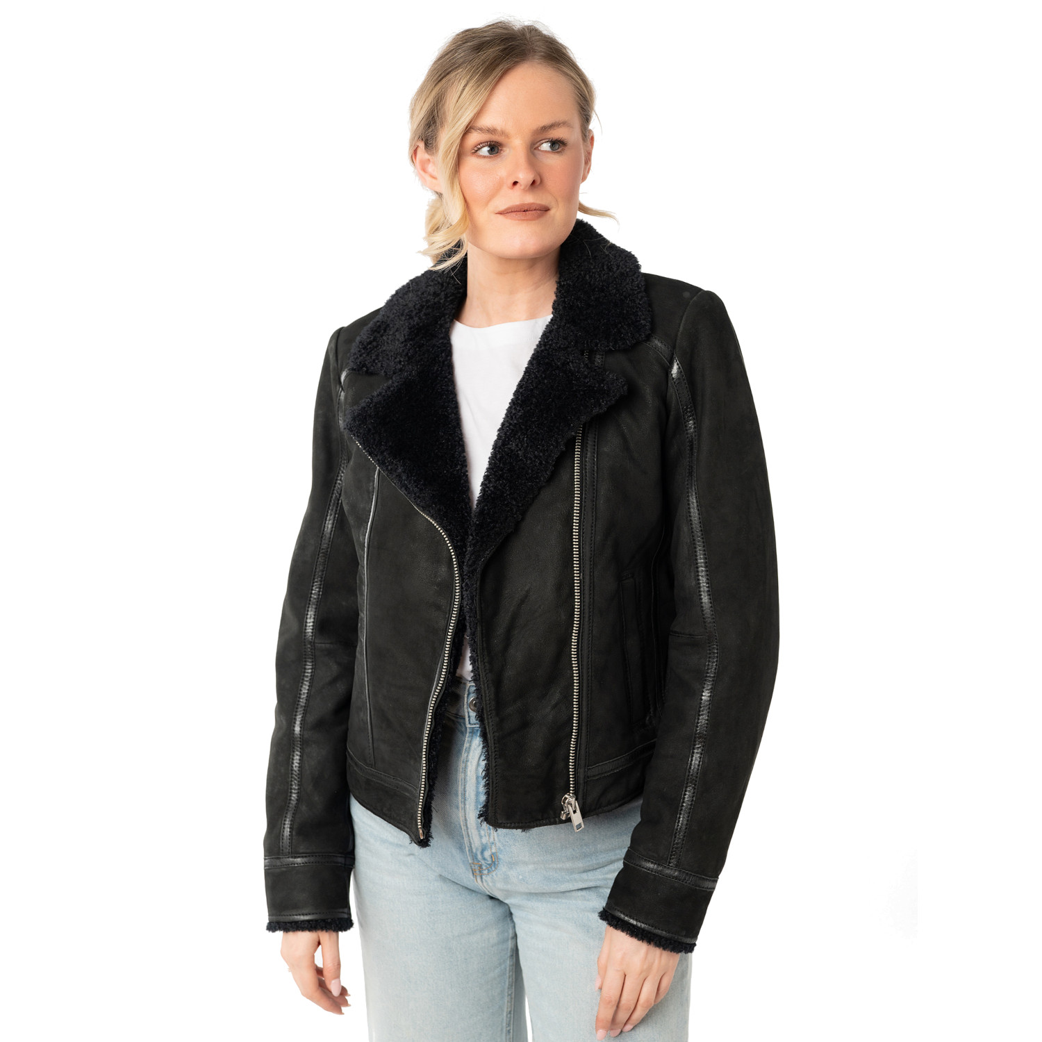 Kurtka skórzana damska Mauritius Czarna MWRila – stoc