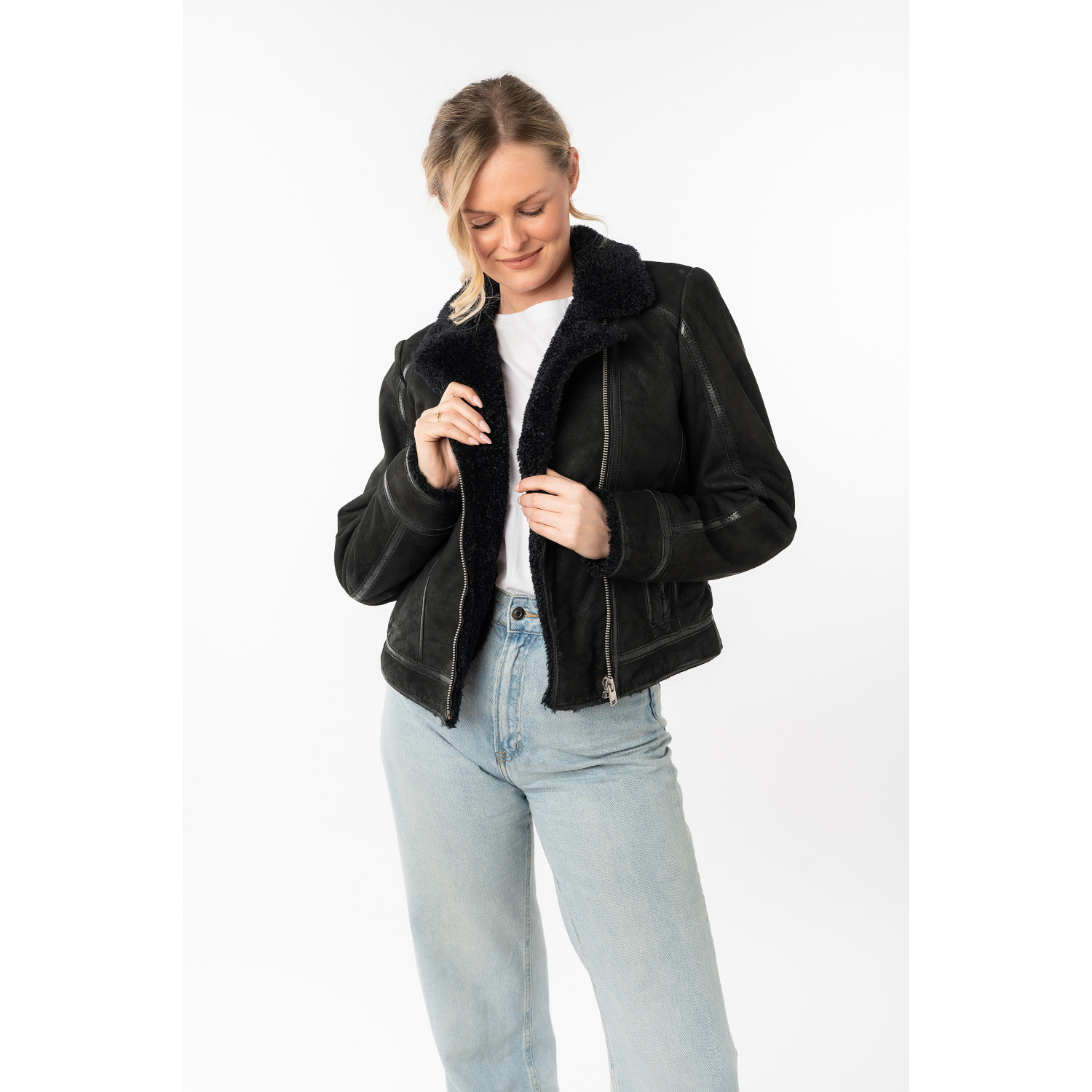 Kurtka skórzana damska Mauritius Czarna MWRila – stoc