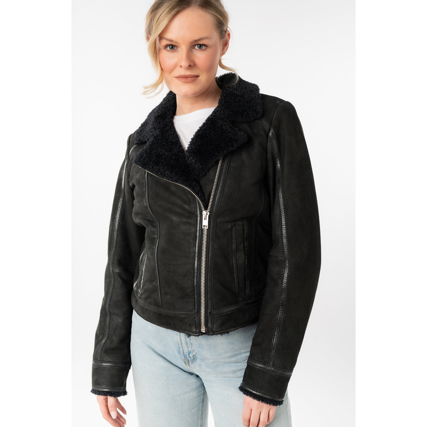 Kurtka skórzana damska Mauritius Czarna MWRila – stoc