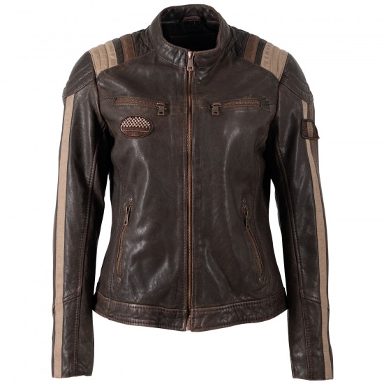 Kurtka skórzana damska Mauritius brązowa MWSpeeda