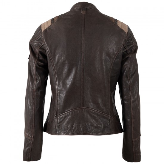 Kurtka skórzana damska Mauritius brązowa MWSpeeda