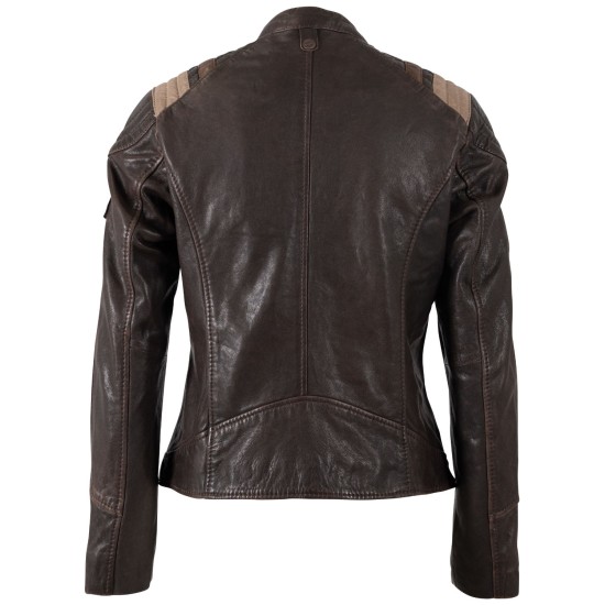 Kurtka skórzana damska Mauritius brązowa MWSpeeda