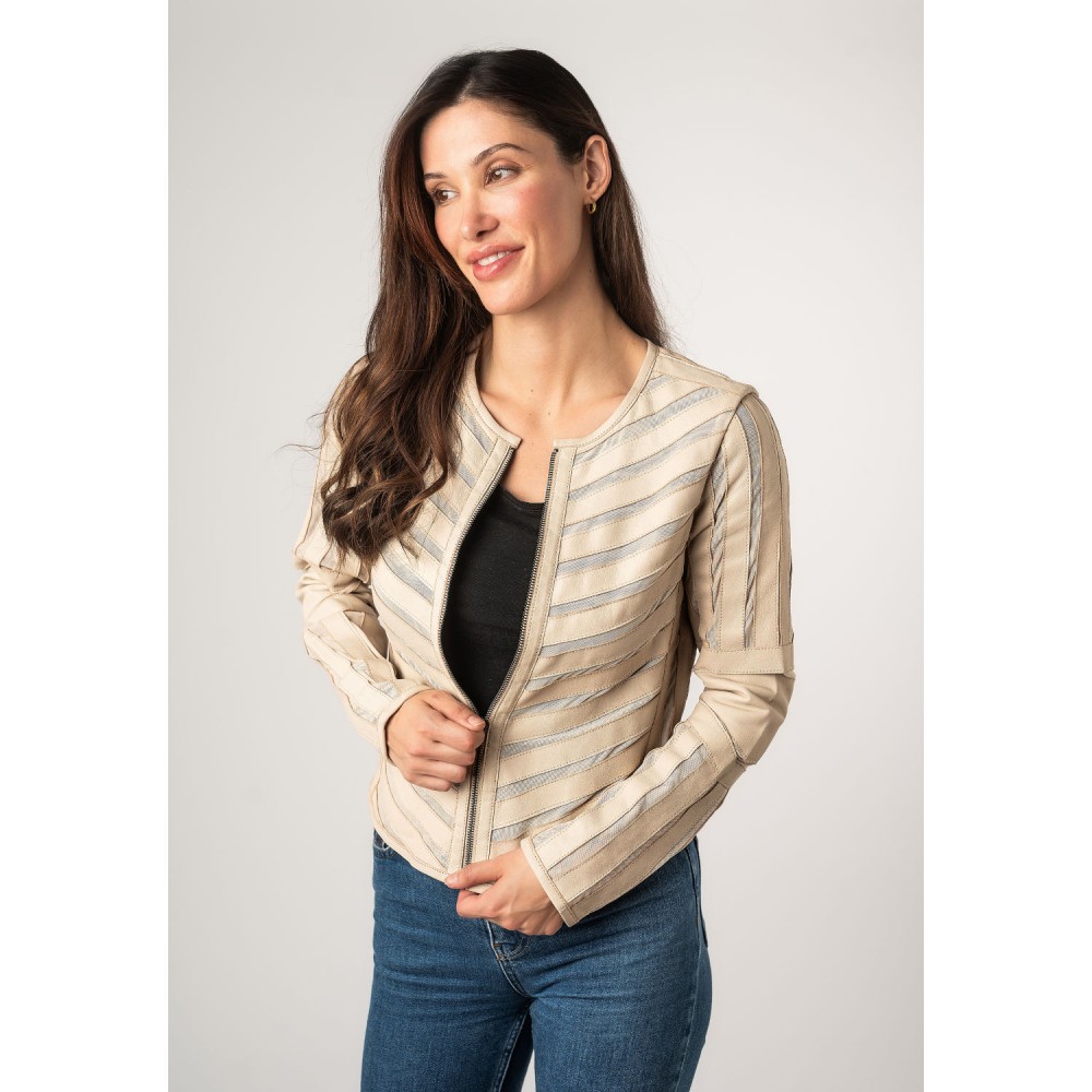 Kurtka skórzana damska Mauritius Beżowa MWSuri - readytowear