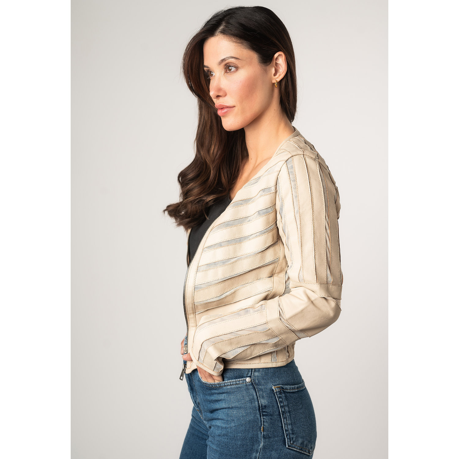 Kurtka skórzana damska Mauritius Beżowa MWSuri – Kurtki skórzane