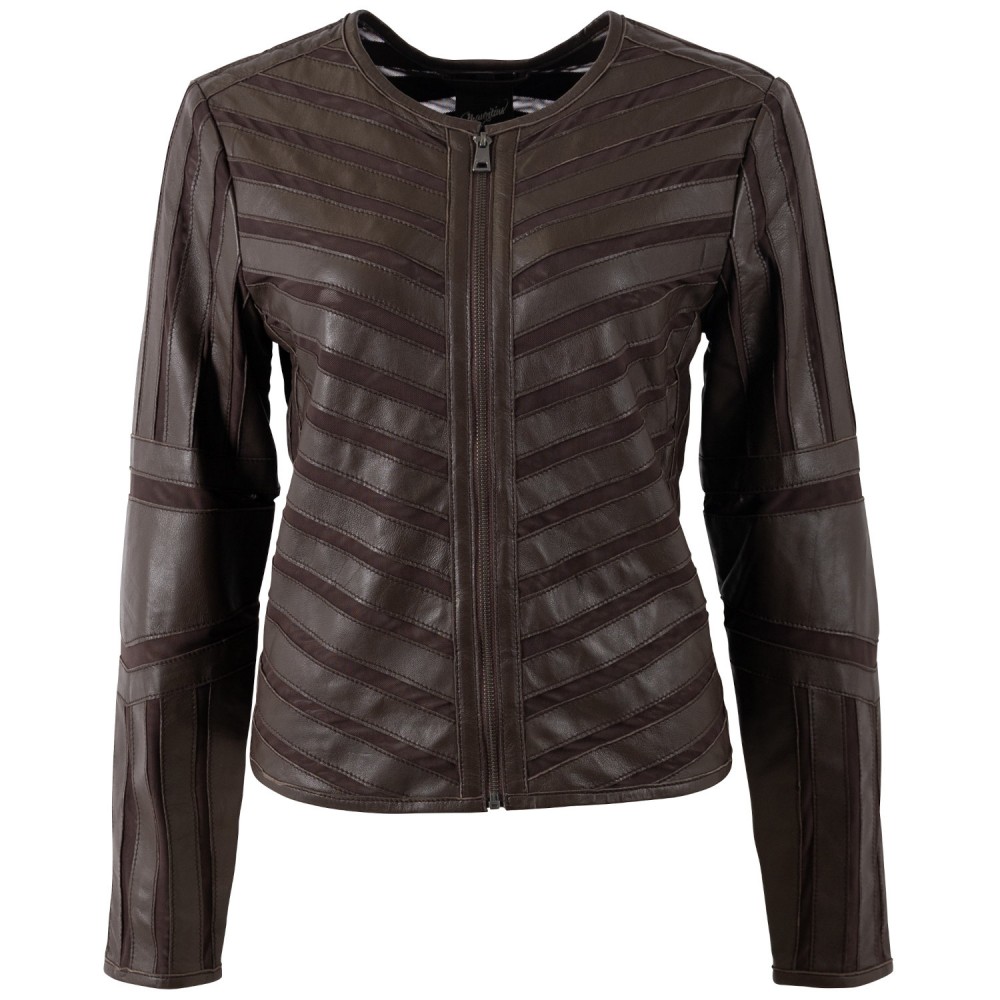 Kurtka skórzana damska Mauritius brązowa MWSuri