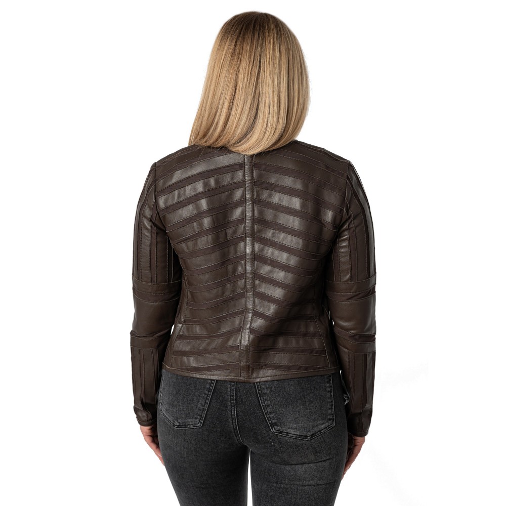 Kurtka skórzana damska Mauritius brązowa MWSuri