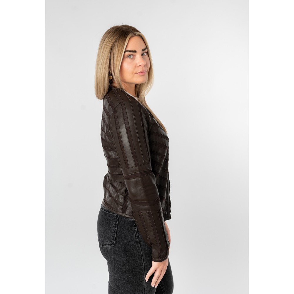 Kurtka skórzana damska Mauritius brązowa MWSuri