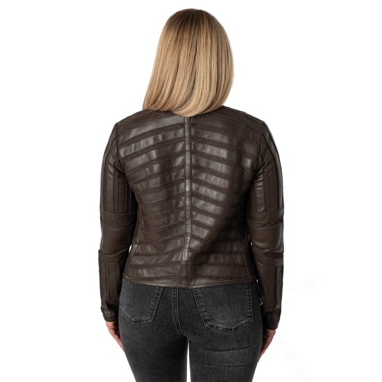Kurtka skórzana damska Mauritius brązowa MWSuri
