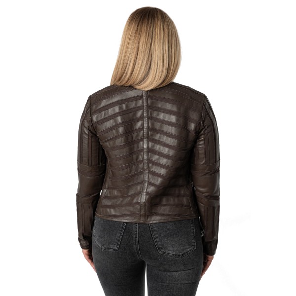 Kurtka skórzana damska Mauritius brązowa MWSuri