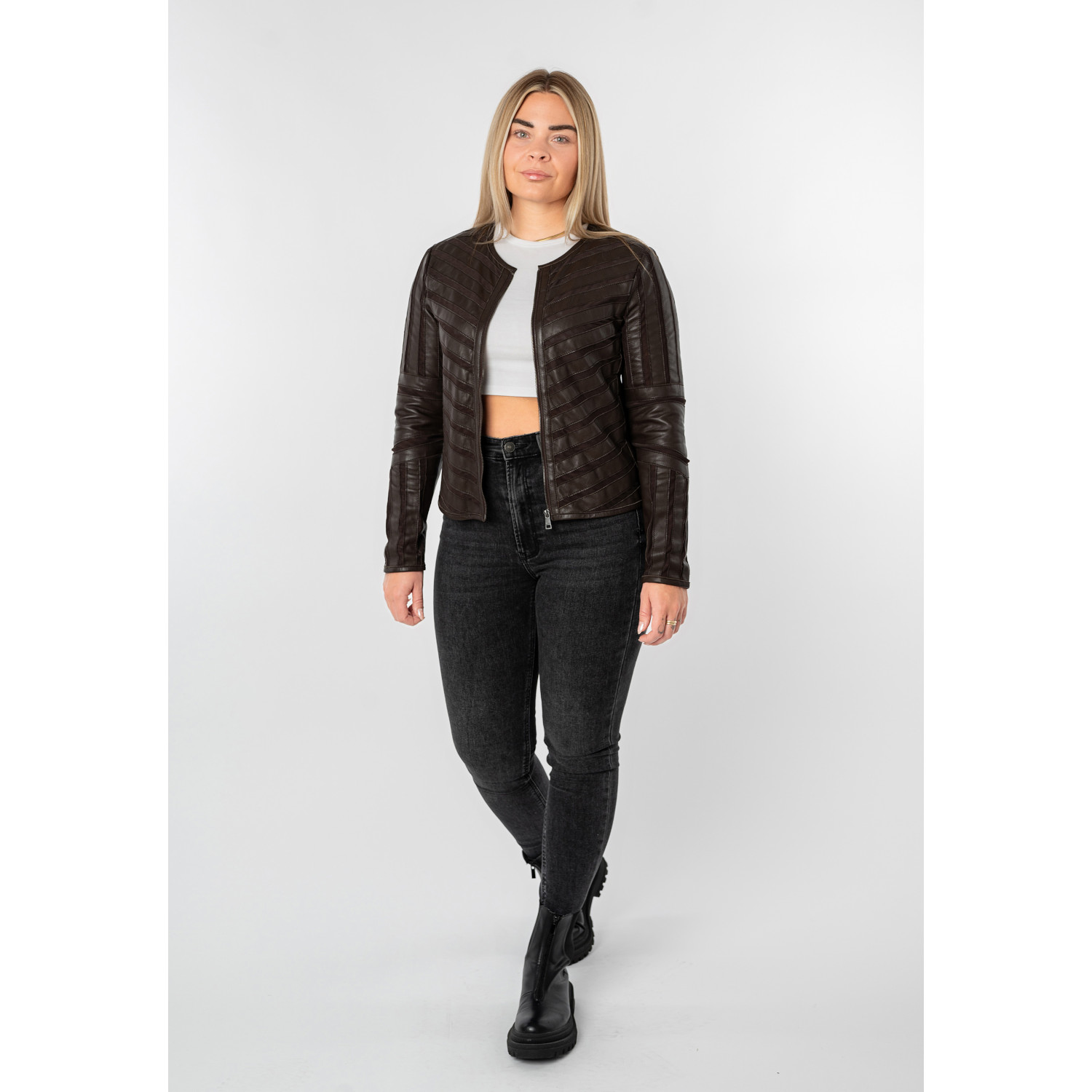 Kurtka skórzana damska Mauritius brązowa MWSuri – Kurtki skórzane