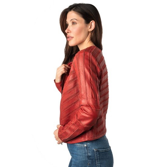 Kurtka skórzana damska Mauritius czerwona MWSuri