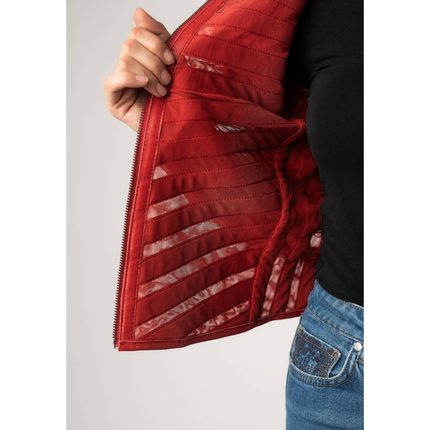 Kurtka skórzana damska Mauritius czerwona MWSuri – BLACK FRIDAY