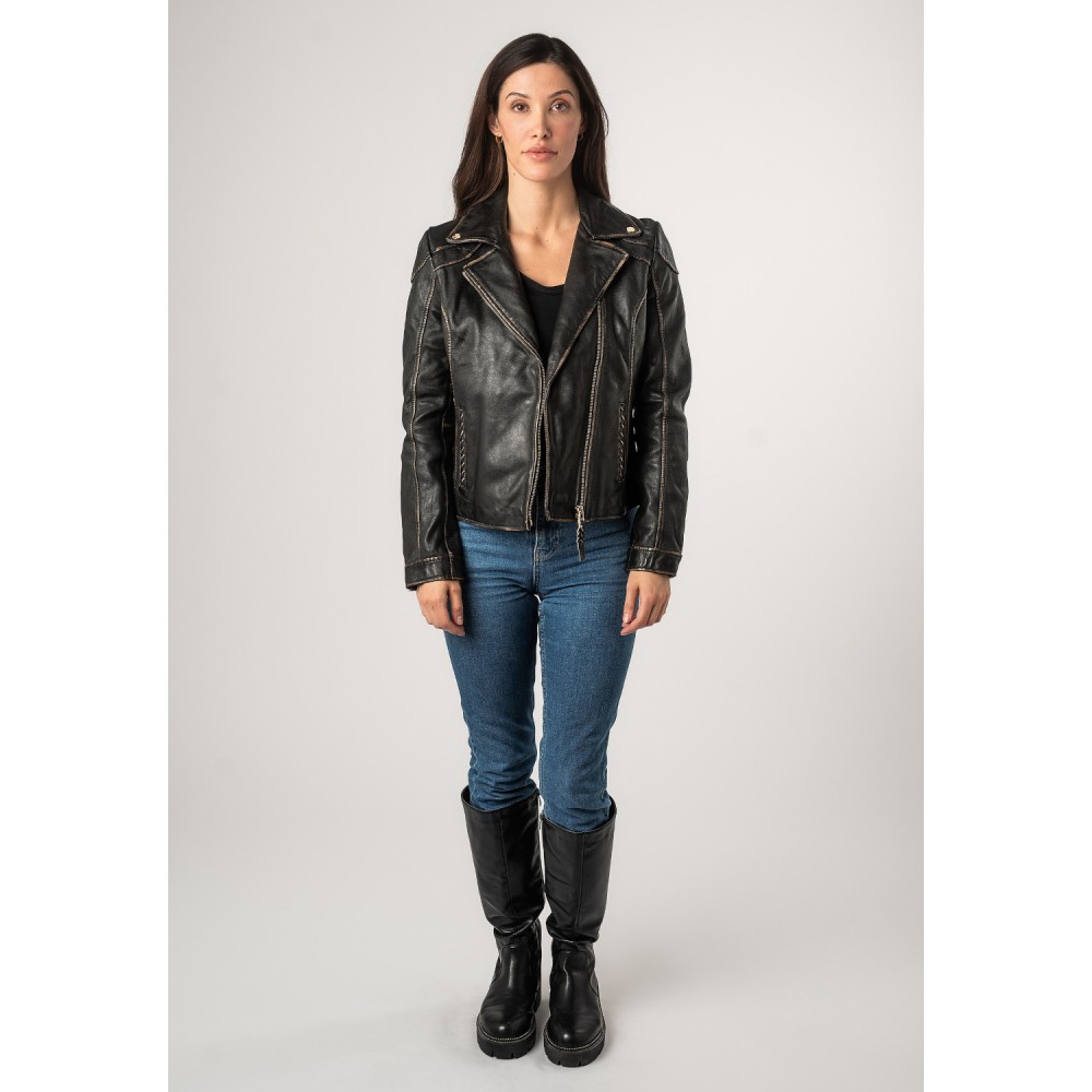 Kurtka skórzana damska Mauritius Czarna Vintage MWTaisha - readytowear