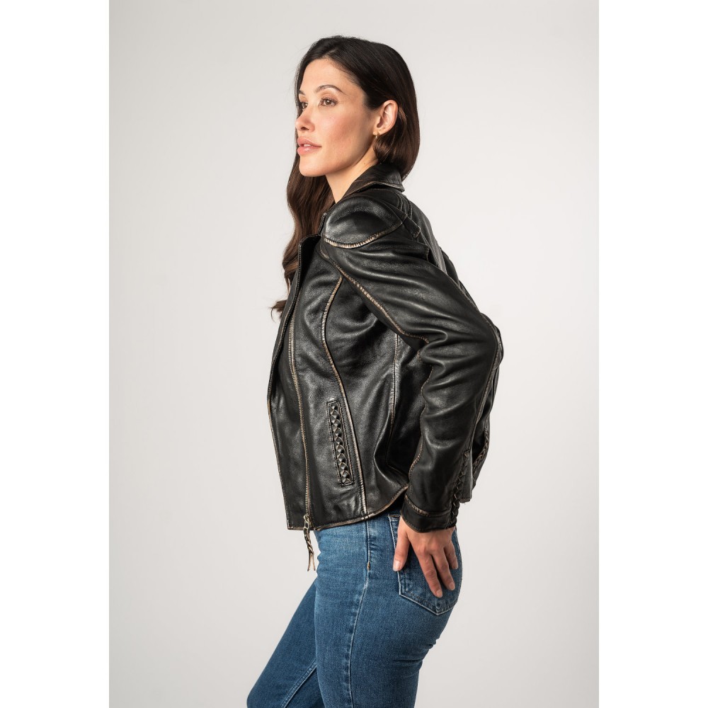 Kurtka skórzana damska Mauritius Czarna Vintage MWTaisha - readytowear