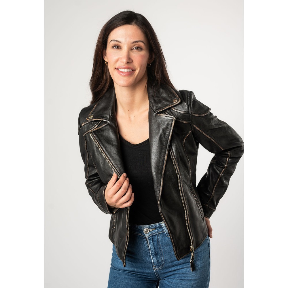 Kurtka skórzana damska Mauritius Czarna Vintage MWTaisha - readytowear