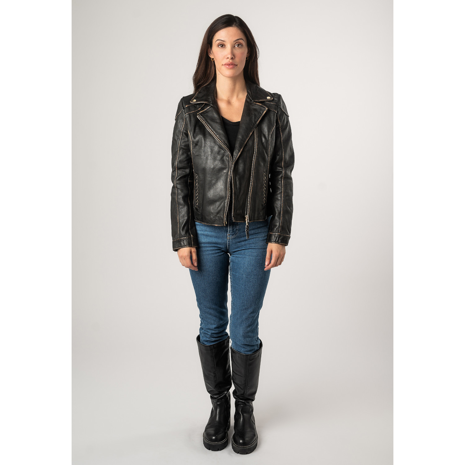 Kurtka skórzana damska Mauritius Czarna Vintage MWTaisha – Kurtki skórzane Kurtka skórzana damska Mauritius Czarna Vintage MWTaisha – Kurtki skórzane