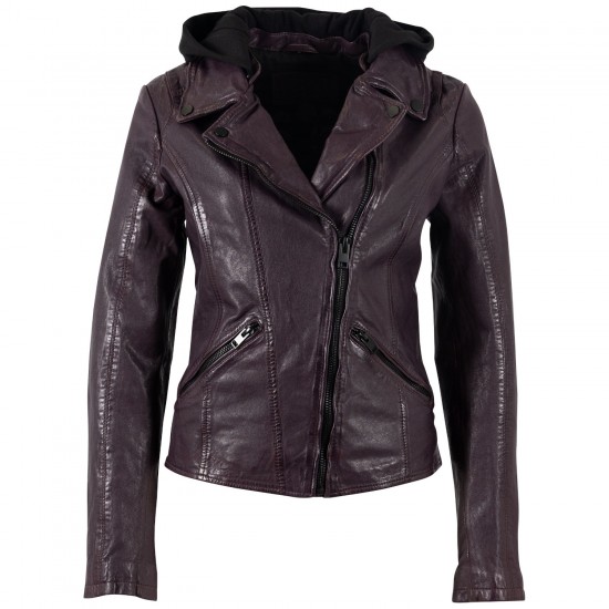 Kurtka skórzana damska Mauritius Ciemnofioletowa MWTary