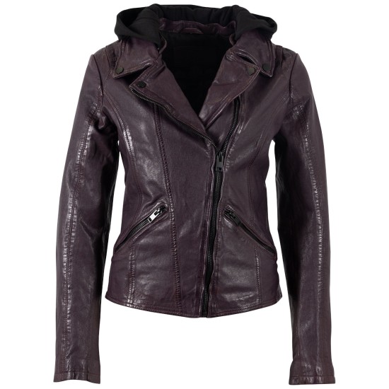 Kurtka skórzana damska Mauritius Ciemnofioletowa MWTary