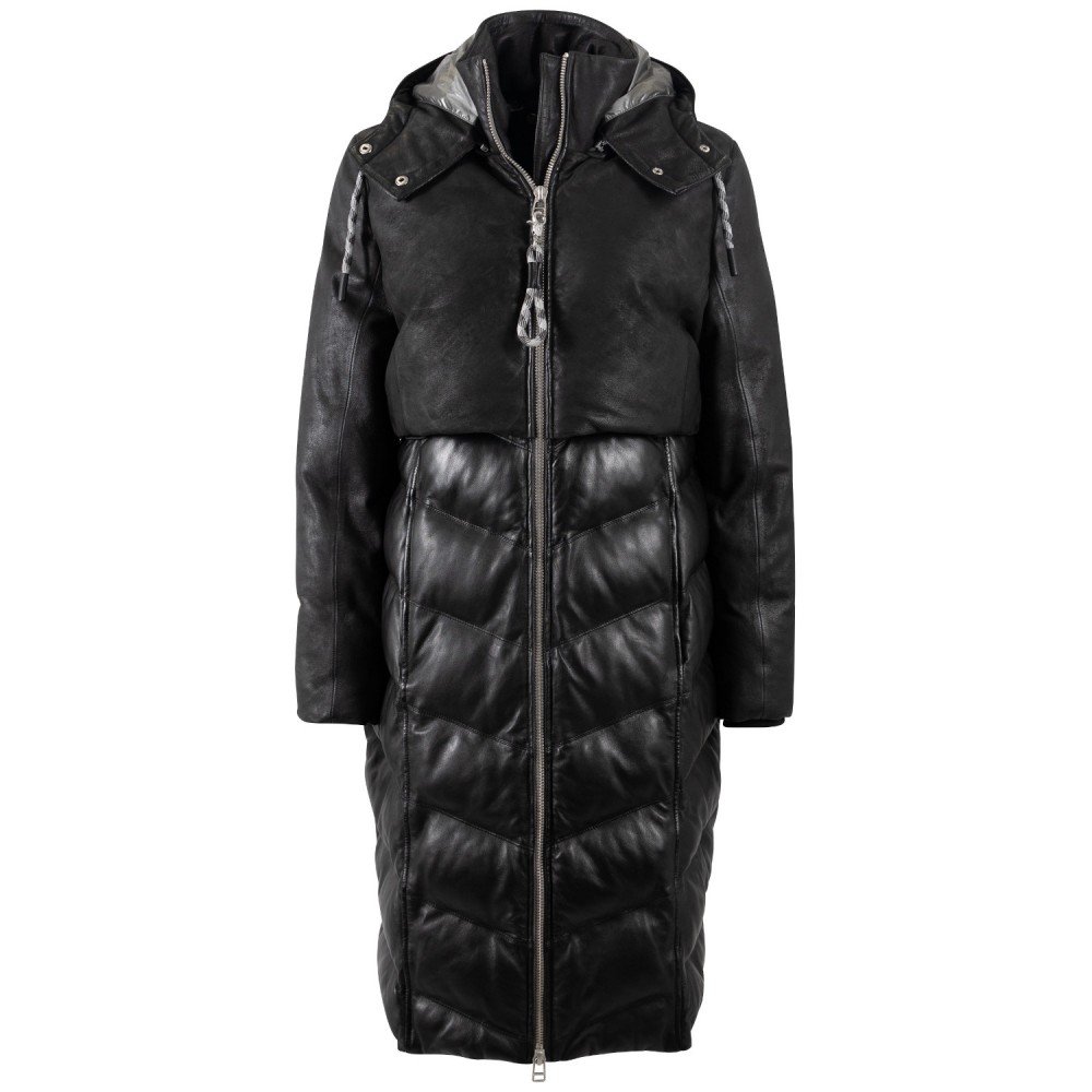 Długa skórzana kurtka damska Mauritius Ciemny antracyt MWVenja