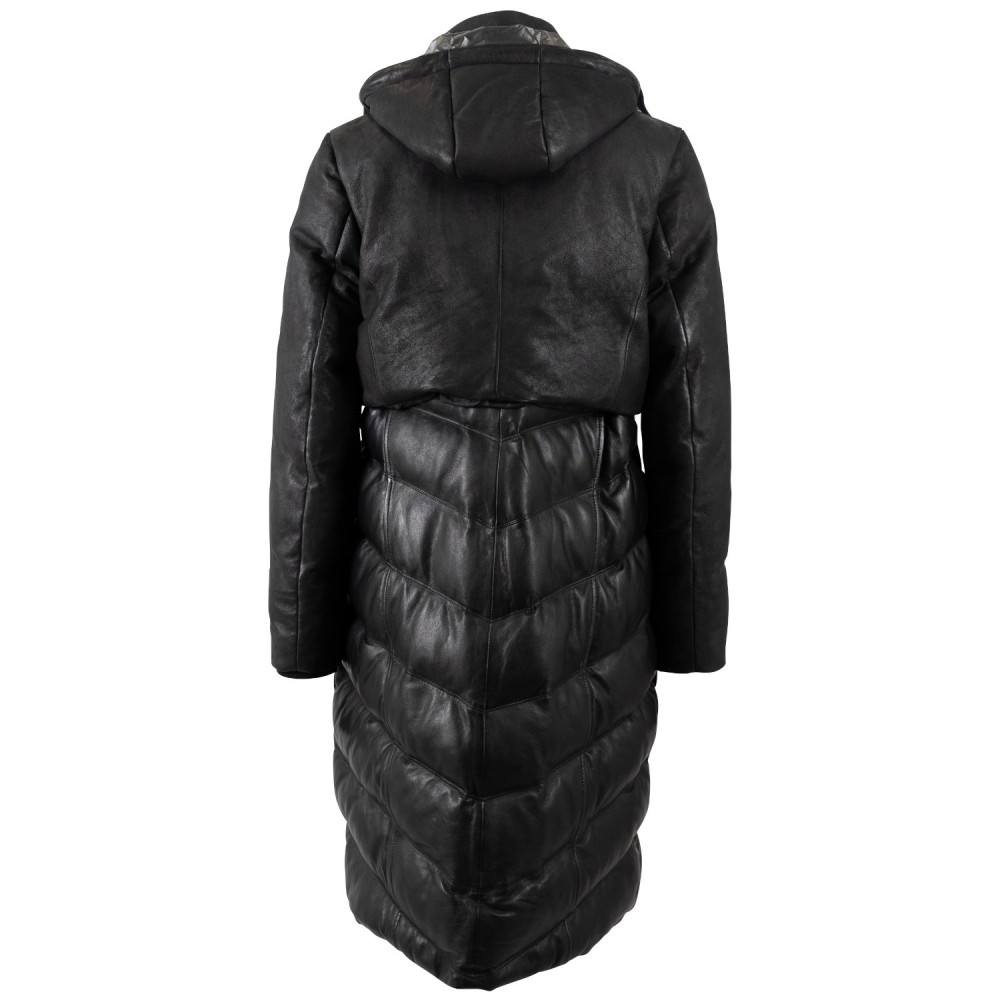 Długa skórzana kurtka damska Mauritius Ciemny antracyt MWVenja