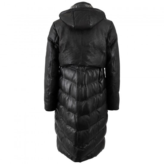 Długa skórzana kurtka damska Mauritius Ciemny antracyt MWVenja