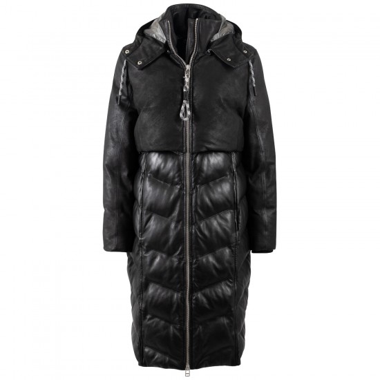 Długa skórzana kurtka damska Mauritius Ciemny antracyt MWVenja