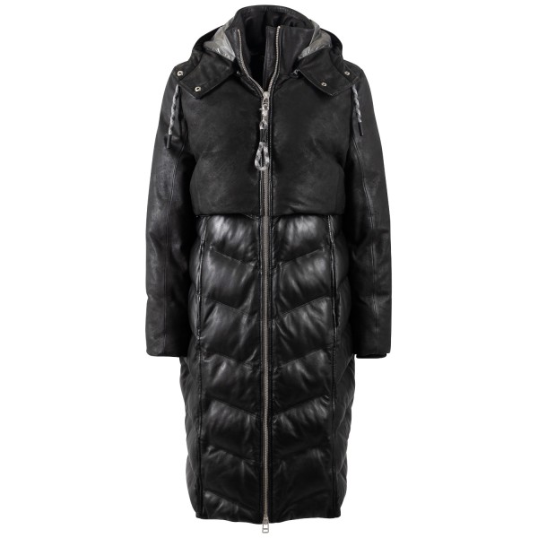 Długa skórzana kurtka damska Mauritius Ciemny antracyt MWVenja