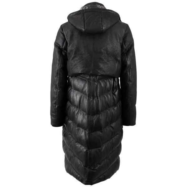 Długa skórzana kurtka damska Mauritius Ciemny antracyt MWVenja