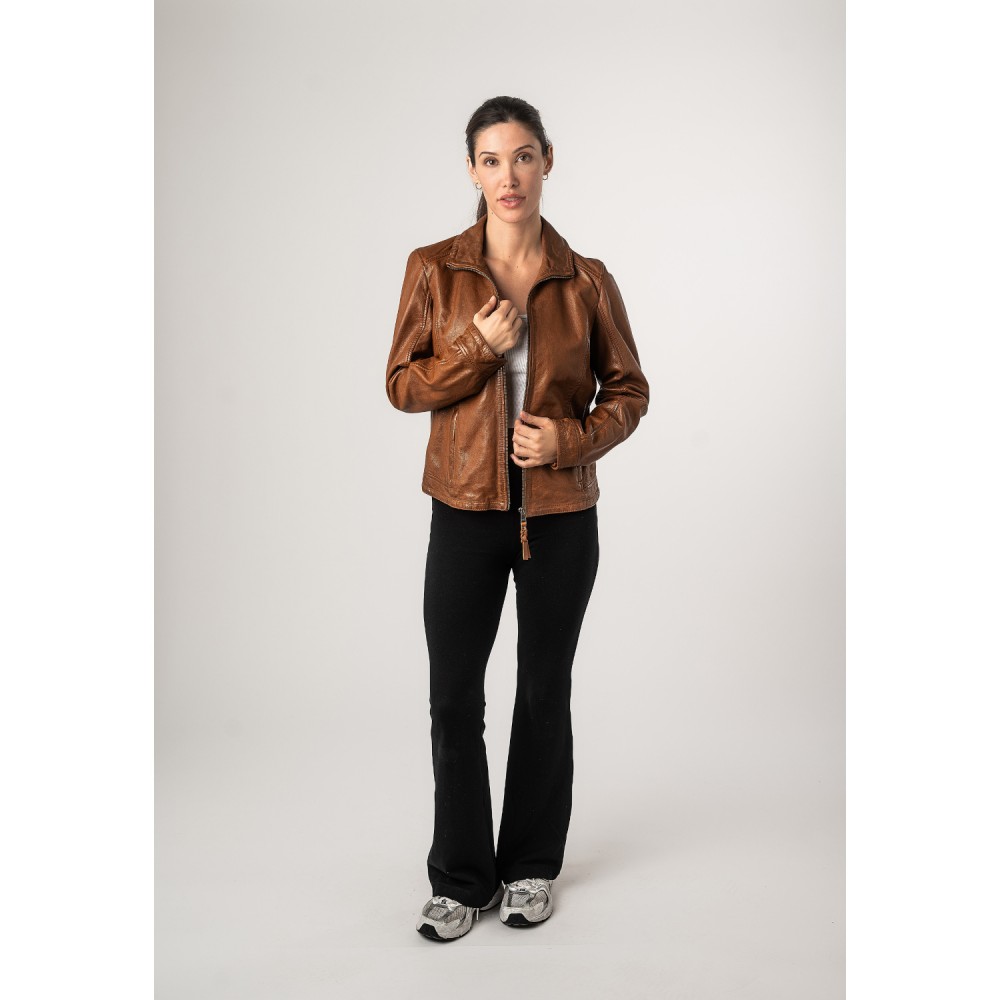 Kurtka skórzana damska Mauritius Cognac MWWalli - readytowear