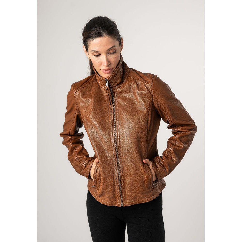 Kurtka skórzana damska Mauritius Cognac MWWalli - readytowear
