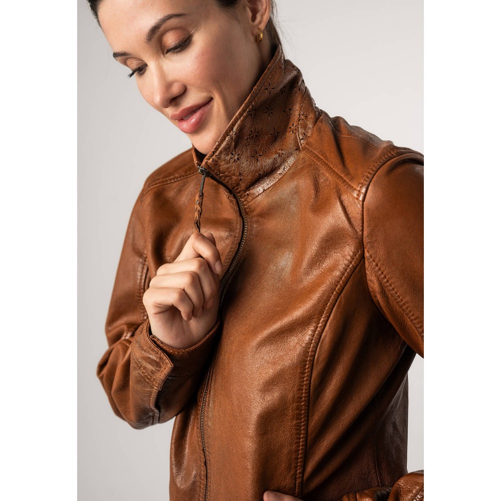 Kurtka skórzana damska Mauritius Cognac MWWalli - readytowear