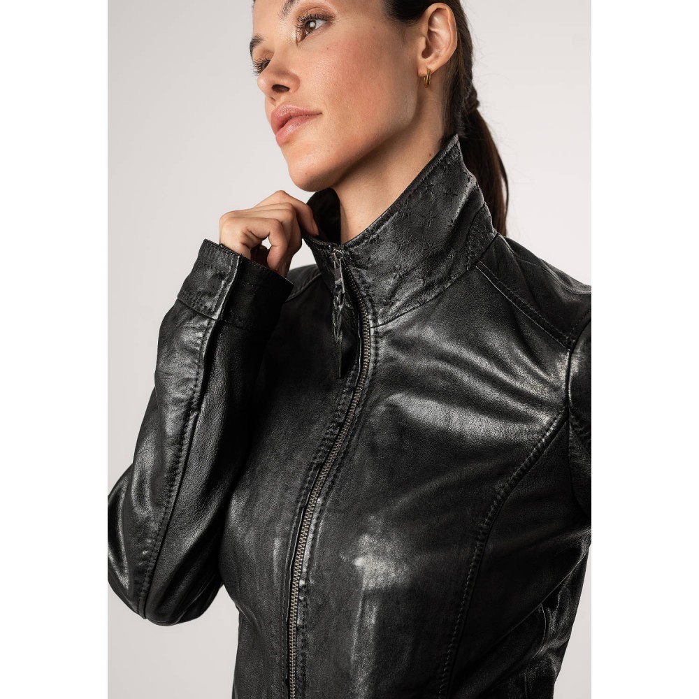 Kurtka skórzana damska Mauritius Czarna MWWalli - readytowear