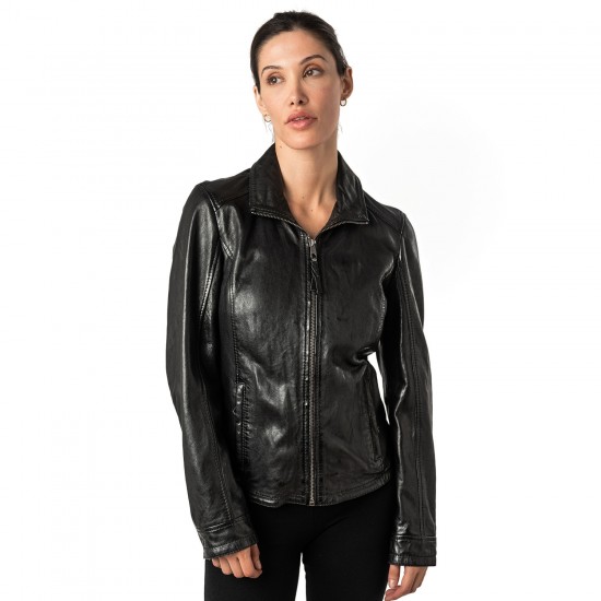 Kurtka skórzana damska Mauritius Czarna MWWalli