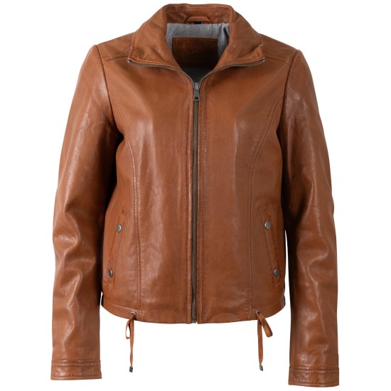 Damska krótka skórzana kurtka Mauritius Cognac MWWimpje