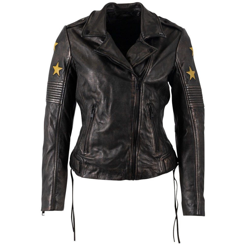 Kurtka skórzana damska Mauritius czarno-żółta MWWona