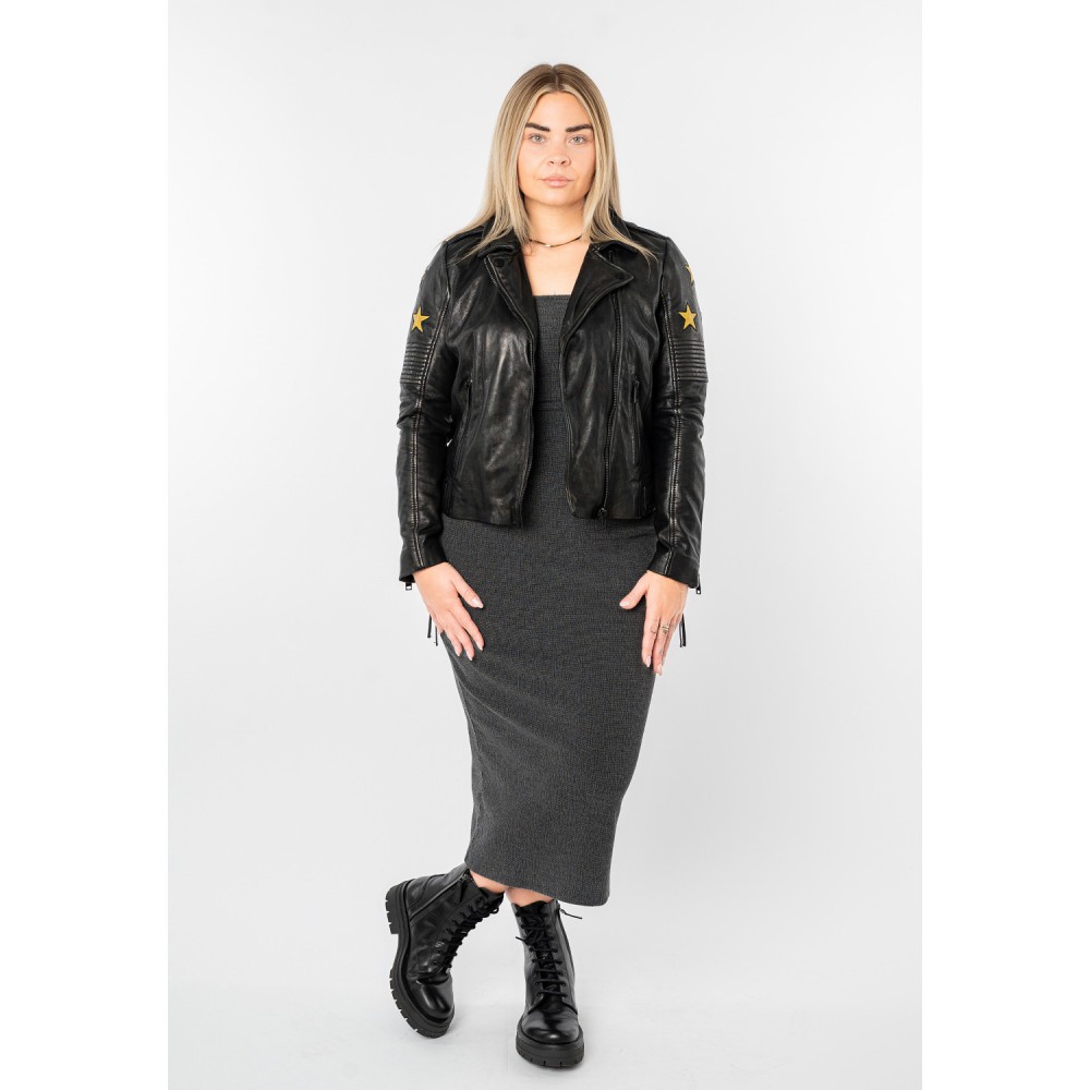 Kurtka skórzana damska Mauritius czarno-żółta MWWona