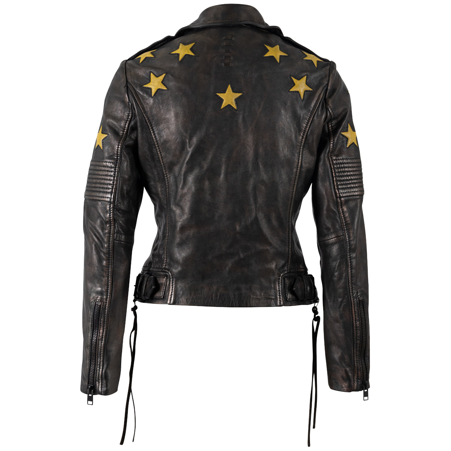 Kurtka skórzana damska Mauritius czarno-żółta MWWona – Kurtki skórzane