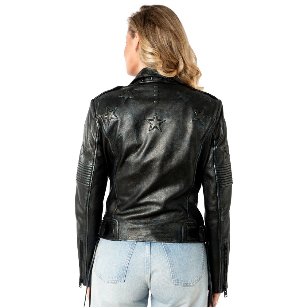 Kurtka skórzana damska Mauritius czarno-srebrna MWWona