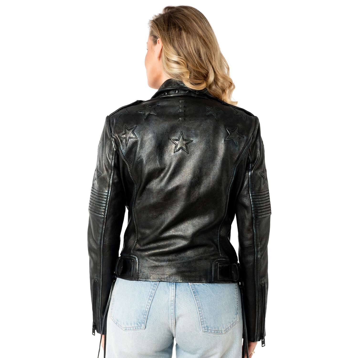 Kurtka skórzana damska Mauritius czarno-srebrna MWWona – Kurtki skórzane