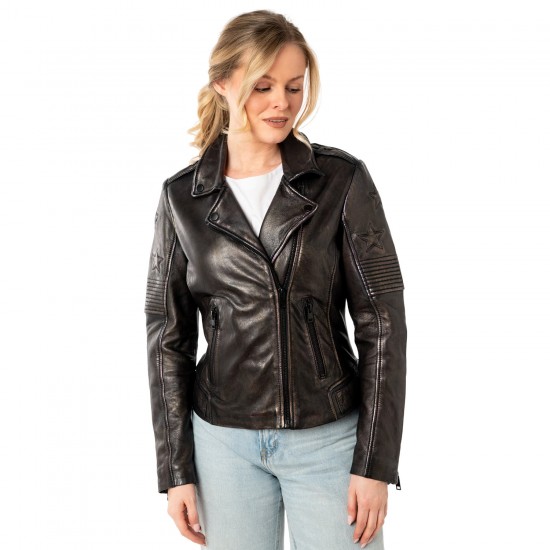 Kurtka skórzana damska Mauritius czarno-złota MWWona