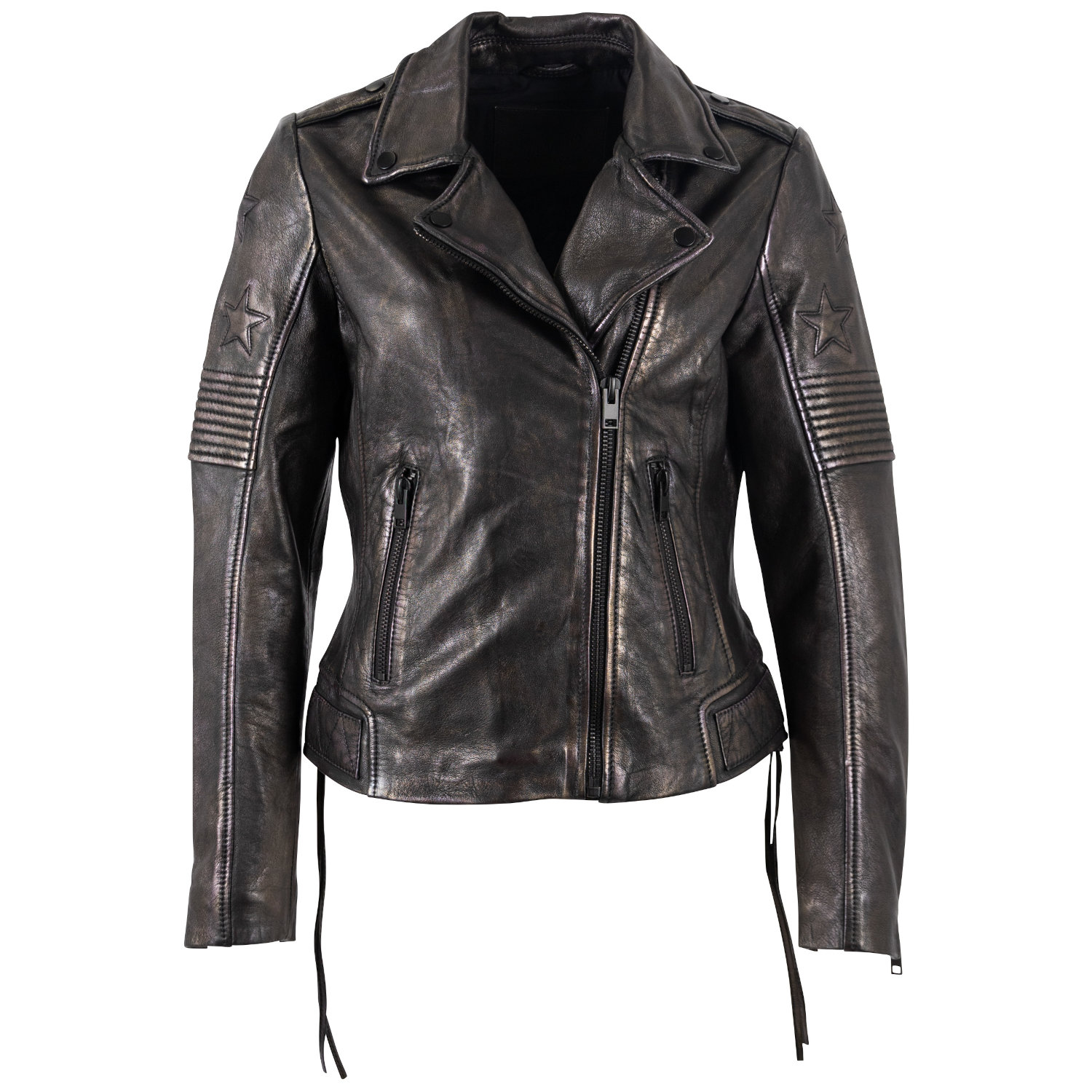 Kurtka skórzana damska Mauritius czarno-złota MWWona – Kurtki skórzane