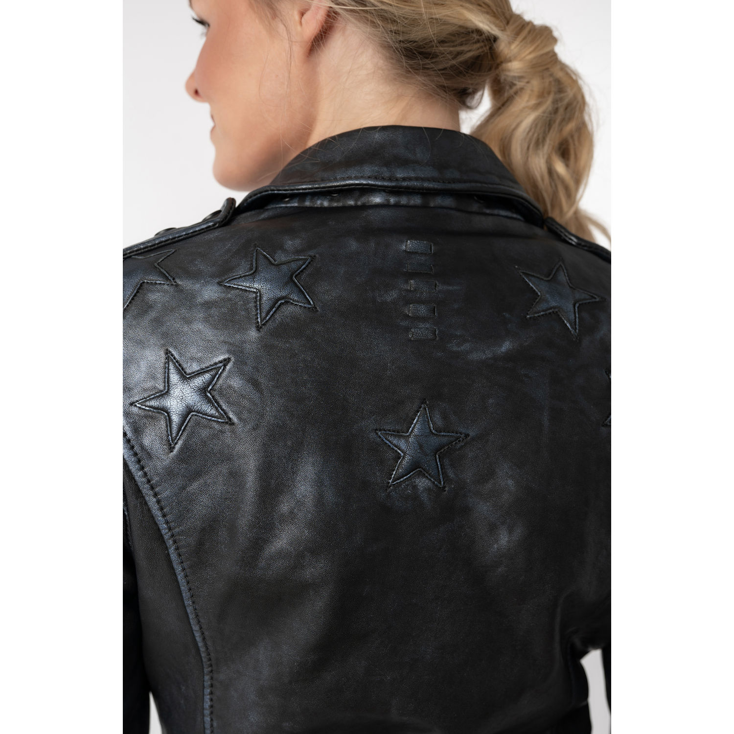 Kurtka skórzana damska Mauritius czarno-granatowa MWWona – Kurtki skórzane