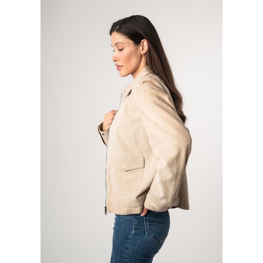 Kurtka skórzana damska Mauritius kość słoniowa MWYaima - readytowear