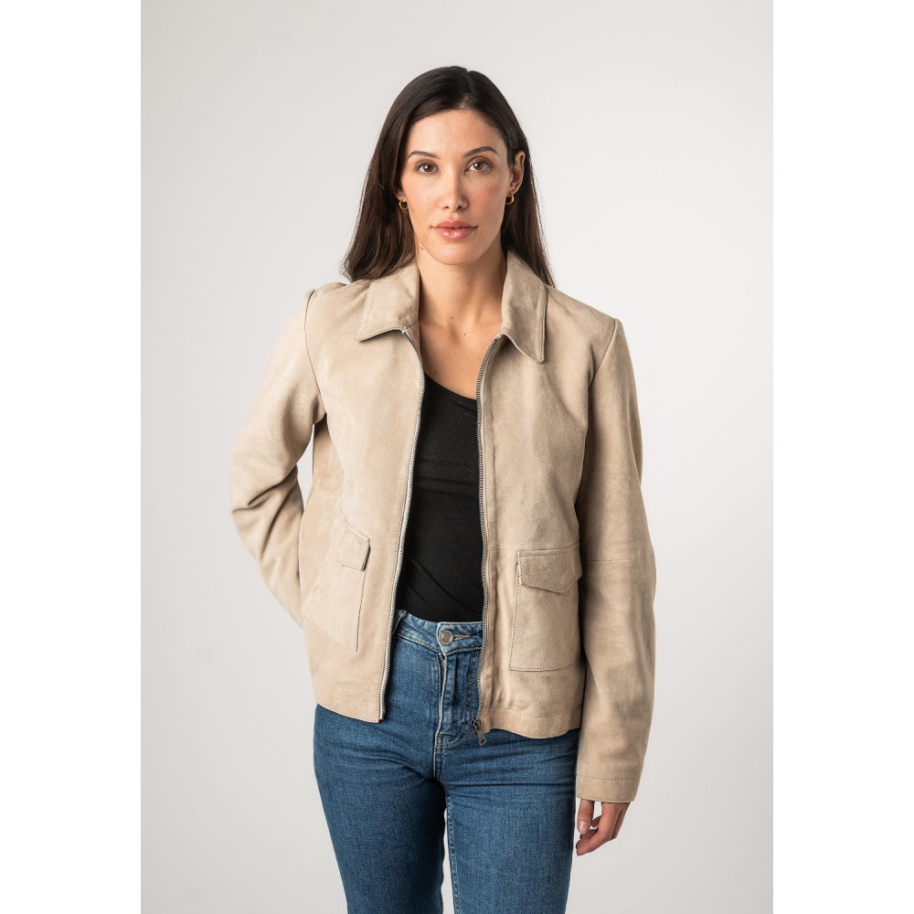 Kurtka skórzana damska Mauritius kość słoniowa MWYaima - readytowear