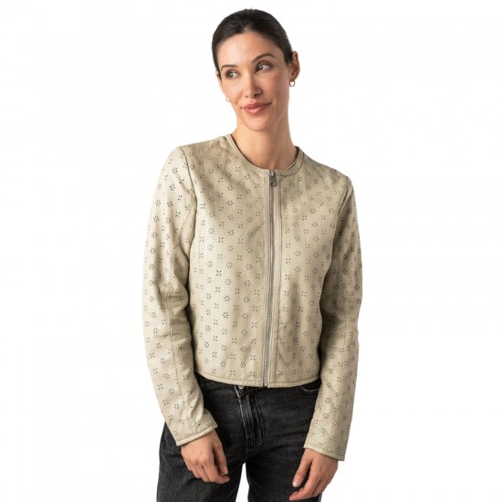 Kurtka skórzana damska Mauritius kość słoniowa biała MWYalou