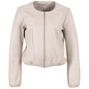 Damska krótka skórzana kurtka Mauritius Kość słoniowa MWYanna